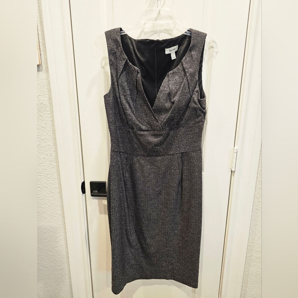 dressbarn Elegant Gray Tweed Sleeveless Dress